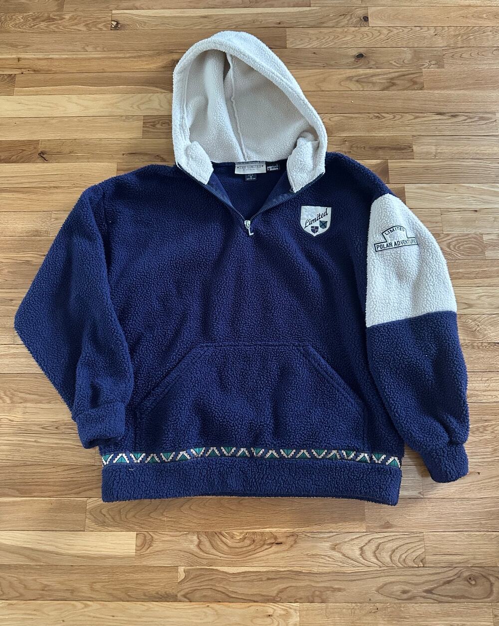 The Limited Vintage 90s Navy Blue Sherpa Polartec Hoodie Size XL